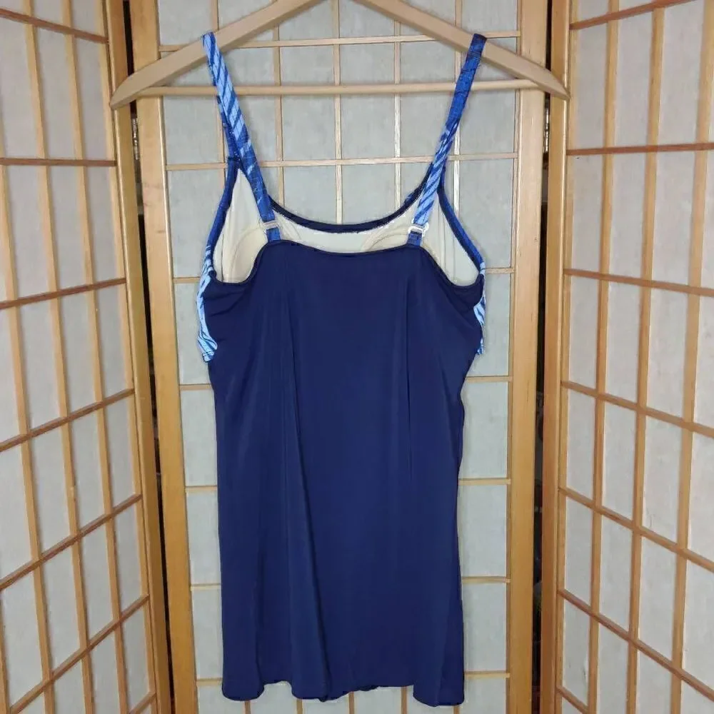 White Stag Women's Swim Dress One Piece Swimsuit Blue Medium 8/10